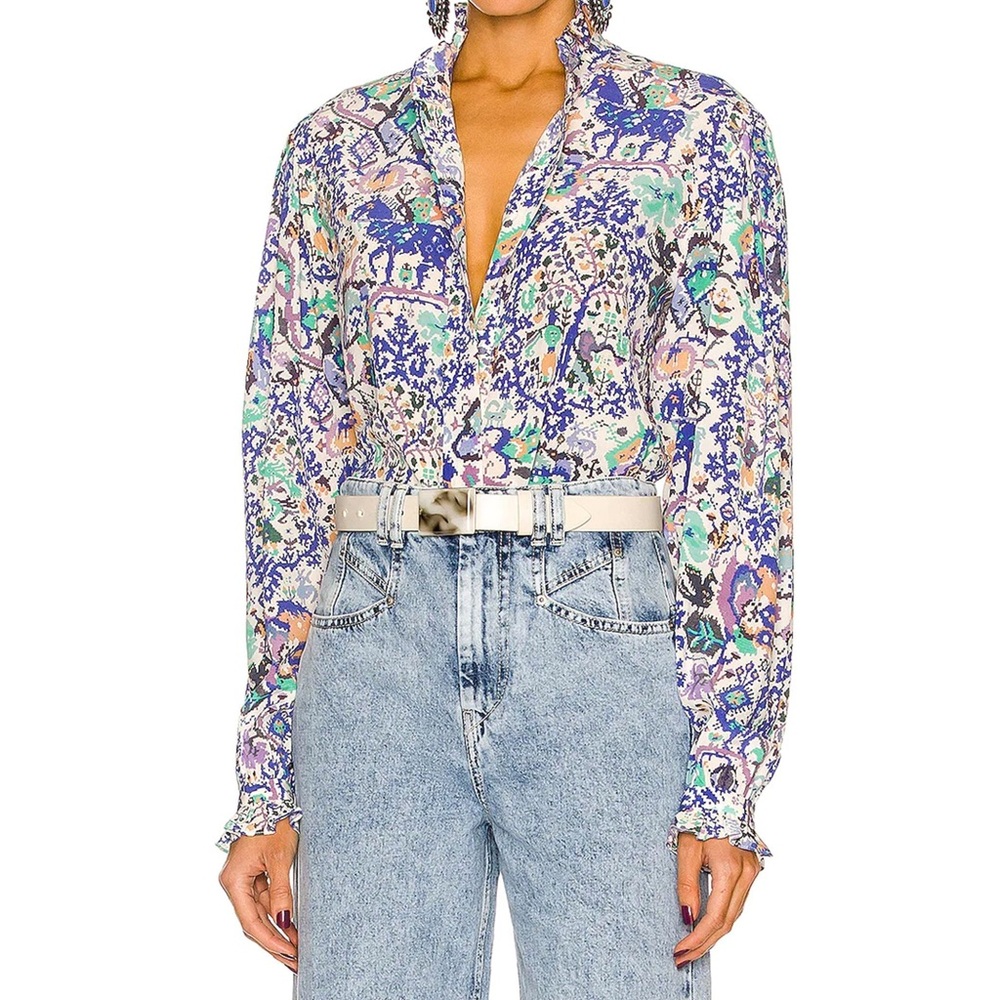 ISABEL MARANT ETOIL BANESSA MULTICOLOR SILK SHIRT